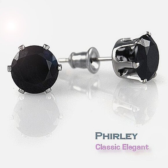 Black simulated Diamond 18KGP Stud Earring auction with a luxury leatherate box - Picture 1 of 5